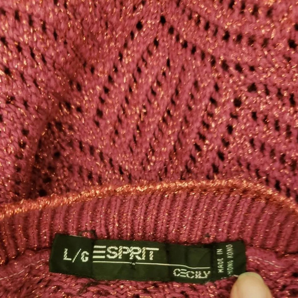 ESPRIT Sparkly Pink Sweater LARGE womens XSMALL - Picture 3 of 6